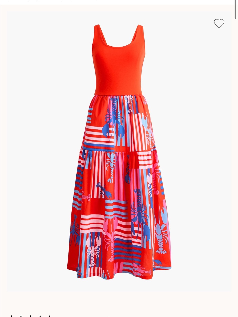 J. Crew Factory tiered mixed-media maxi dress - Red Blue and lobster print